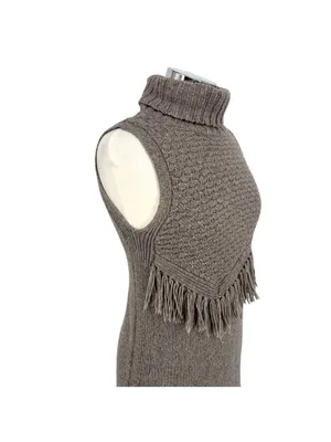 Anthropologie Nomad Morgan Carper Fringe Sweater Dress Gray Western Size Small thumbnail 5