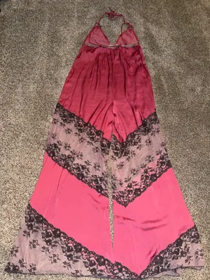 Free People Intimately Fuchsia Palm Beach Halter Jumpsuit with Lace Insets thumbnail 5