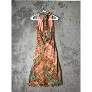 Vintage Paisley Floral Halter Maxi Dress Boho Hippie Festival Empire Waist 10 thumbnail 3