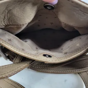 Fossil Maddox Leather Saddle Bag Taupe Tan Shoulder Turn Lock Flap Crossbody Y2K thumbnail 11