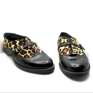 Bella Vita "Reese" Black Leather And Animal Print Fur Slip On Loafer Shoes (6) thumbnail 8