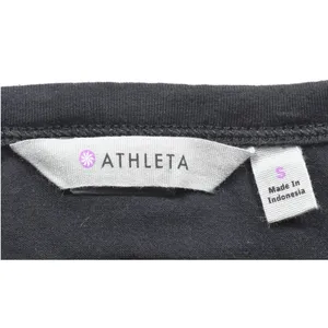 Athleta Black Ruched Bodycon Dress Short Sleeve Scoop Neck Small thumbnail 6