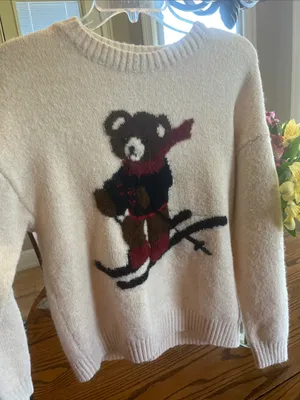 Cozy Cream Bear Snow Ski Sweater - Women's Crewneck Oversized thumbnail 9