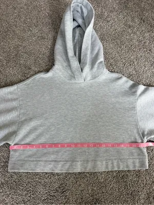 Alo Yoga Bae Hoodie Gray Cropped Oversized Pullover Sweatshirt Size S thumbnail 5