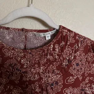 Veronica Beard Wandisa Mini Dress Sz‎ 4 in Rust Boho Floral Indian Cotton Sample thumbnail 3