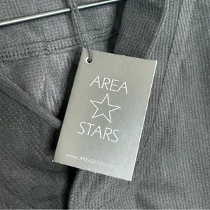 Area Stars Micro Waffle Cropped Top Black Long Sleeve V Neck Collar Size‎ M NEW thumbnail 6