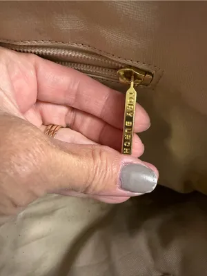 Tory Burch Tan Canvas Tote with Black Patent Leather Trim thumbnail 15