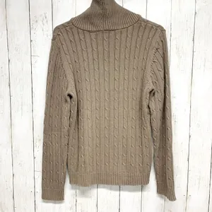 Liz & Co‎ Sweater Women Chest 31" Medium Brown Turtleneck Cable Knit Long Sleeve thumbnail 5