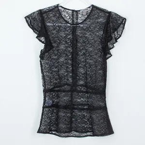 Chelsea28 Womens Lace Sheer Top Size S Black Flutter Sleeve Whimsigoth Witchy‎ thumbnail 2