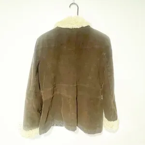 Braetan Chocolate‎ Brown Corduroy Faux Fur Lined Pea Button Front Coat Medium thumbnail 5