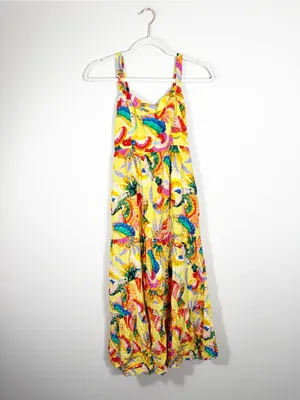 Anthropologie Farm Rio Textured Tropical Maxi Dress Yellow Small thumbnail 4