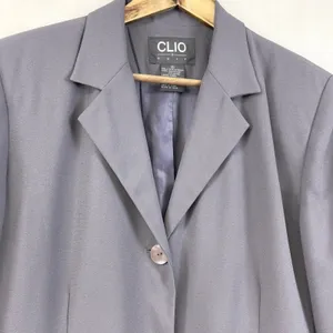 Clio Women Blazer 16 Longline Purple Oversized Career Workwear 90s‎ Minimalist thumbnail 2