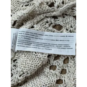 Hollister Cardigan Womens S Cream Crochet Open Knit Fringe Boho Cotton Duster thumbnail 5