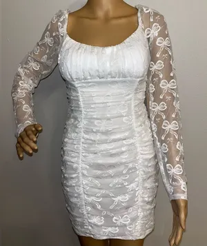 City Vibe Elegant White Long Sleeve Dress thumbnail 1