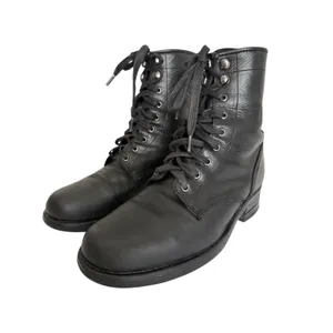 Vintage Frye 90s Y2K USA Black Leather Moto Combat Boots Grunge 9.5 M Goth Biker thumbnail 3