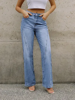 Commence Vintage Style High Waist Straight Leg Denim Jeans thumbnail 4
