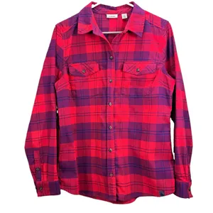 LL Bean Whisper Lodge Red Plaid Flannel Button Up Shirt Pockets MEDIUM thumbnail 3