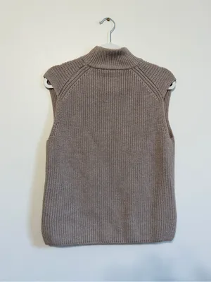 Abercrombie & Fitch Mock Neck Sweater Vest Size Medium Tan Brown Neutral thumbnail 6