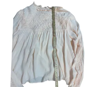 Free People Smocked in Time‎ Romantic Billowy Peach Pink Ethereal Top Sz Small thumbnail 13