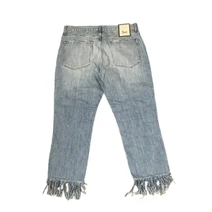 3X1 Fringe Hem Crop‎ Straight Leg Jeans Distressed Mid -Rise Cotton 31 Women NWT thumbnail 11
