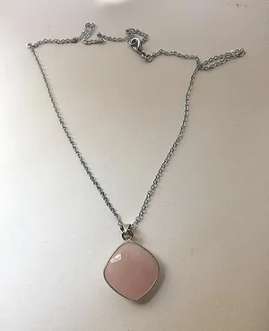 Handmade Rose Quartz Chain Necklace thumbnail 1