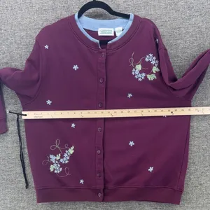 Vintage Embroidered Jog Set Size 1X Straight Leg Wine Cottagecore Fall Cozy Warm thumbnail 13