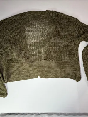 NWT Angie Olive Green Knit Cropped Cardigan Sweater with bell sleeves thumbnail 5