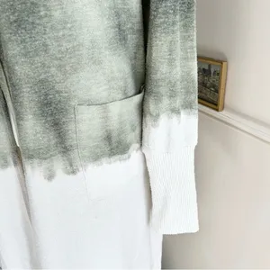 Theo & Spence Ivory and Green Hooded Cardigan Duster Small thumbnail 4