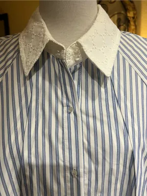 Hope & Harlow Luna Striped Shirt Dress. vertical blue and white pinstriped 12 thumbnail 5