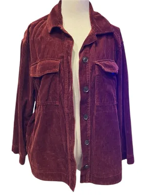 Madewell Corduroy Yorkway Shirt-Jacket Stained Mahogany MShacket Oversized M thumbnail 1