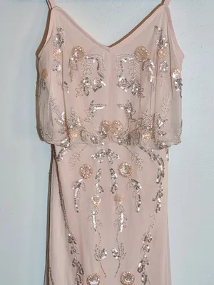 Altar'd State Pink Sequin Beaded Long Cocktail Dress Size Small thumbnail 3