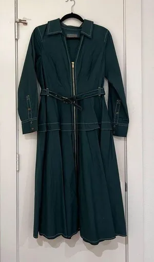 Anthropologie Long Sleeve Belted Front Midi Dress with Zipper thumbnail 1