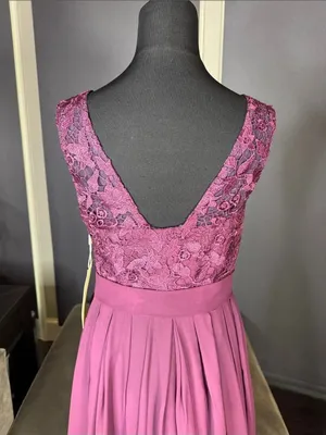 Women’s Purple Lace Bodice Sleeveless Full Length Formal Bridesmaid Gown Size S thumbnail 5