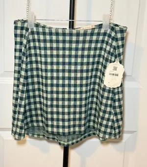 NEW! Altar'd State Womens Green Gingham Mini Skirt Pockets Size M thumbnail 1
