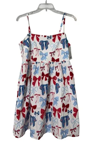 Posh Peanut Women’s Bow Print Bamboo Challis Coquette Girly Chic Mini Dress L thumbnail 1
