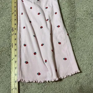 Y2K Pink Strawberry‎ Print Pajama Set Cotton Lace Trim Lettuce Edge Small thumbnail 2