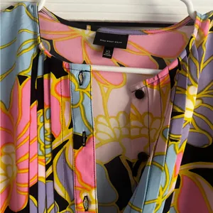 Who What Wear Floral Colorful Button-Down Dress thumbnail 5