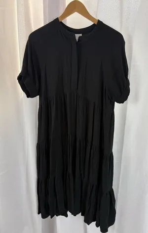 Grace & Karma‎ 100% Rayon Cottagecore Puff Sleeve Ruffle Midi Dress Size XL thumbnail 1