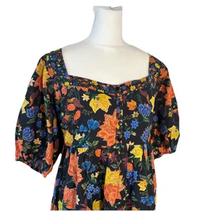 Anthropologie Farm Rio Short-Sleeve Sweetheart Floral Mini Dress Size L NWT $228 thumbnail 5