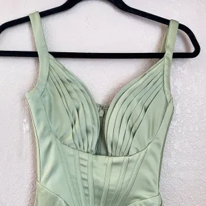 HOUSE OF CB FAYE PISTACHIO SATIN CORSET MIDI DRESS NWOT size‎ XS thumbnail 9