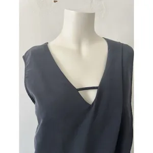 intimissimi Navy Blue top S Silk Blend Sleeveless Vneck Minimalist Classic Work thumbnail 4