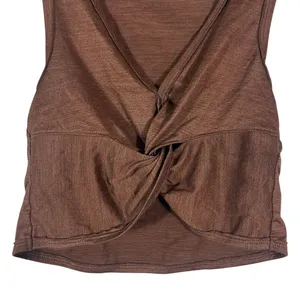 Free People Movement Twist Front Heathered Crop Tank Top Brown Sporty Size S thumbnail 2