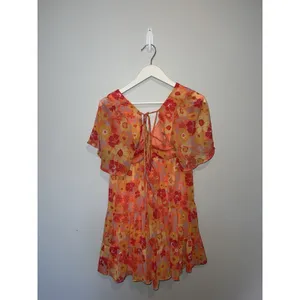 Orange Floral Peach Love California Dress Size Small thumbnail 3
