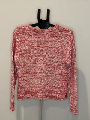 Lucky Brand Red & Cream Marled 100% Cotton Knit Sweater Small thumbnail 5