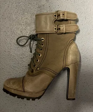 Dolce Vita Tan Lace-Up High Heel Ankle Boot with Buckle thumbnail 1
