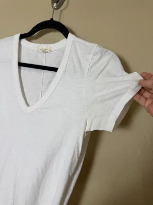 Rag & Bone Semi Sheer V Neck Short Sleeve Tee T Shirt White Size Small thumbnail 5