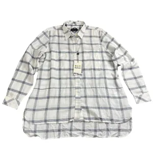 Barbour Summer Tartan Kelso Shirt Womens 12 Cloud/Blue Plaid Cotton British Prep thumbnail 3