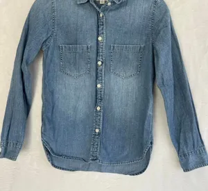 J.Crew Womens Size 0 Chambray Button Down Shirt Blue Long Sleeve Cotton‎ Denim thumbnail 1