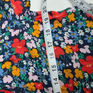 LOFT Womens Floral Ruffle Split Neck Tie Blouse Navy‎ Blue Multi Color Small thumbnail 8