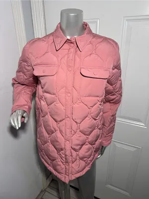 Marine Layer Leslie Puffer Down Quilted Overshirt Jacket Pink Mauve Size S thumbnail 4